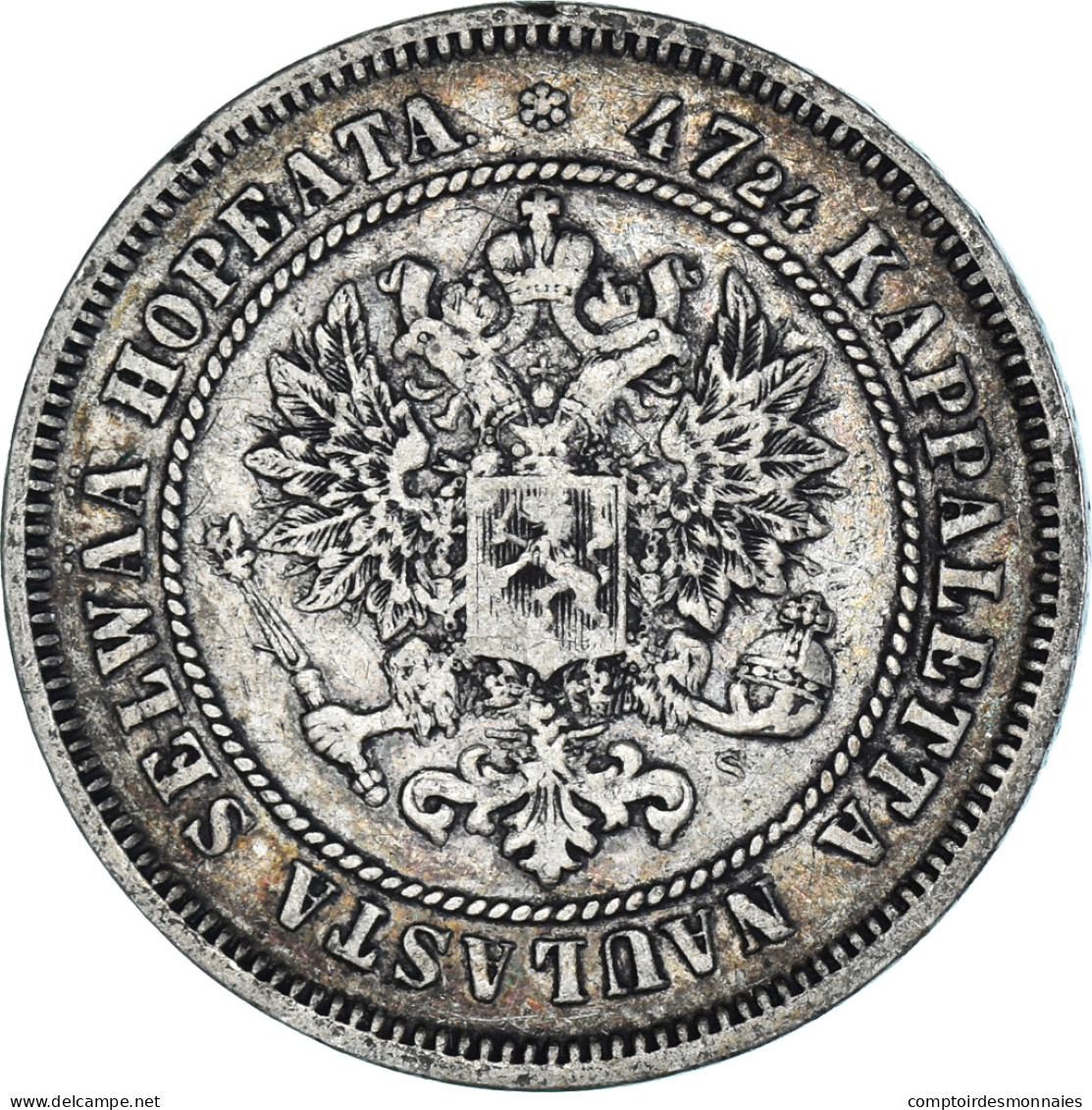 Monnaie, Finlande, Alexander II, 2 Markkaa, 1872, Helsinki, TTB, Argent, KM:7.2 - Finlandia