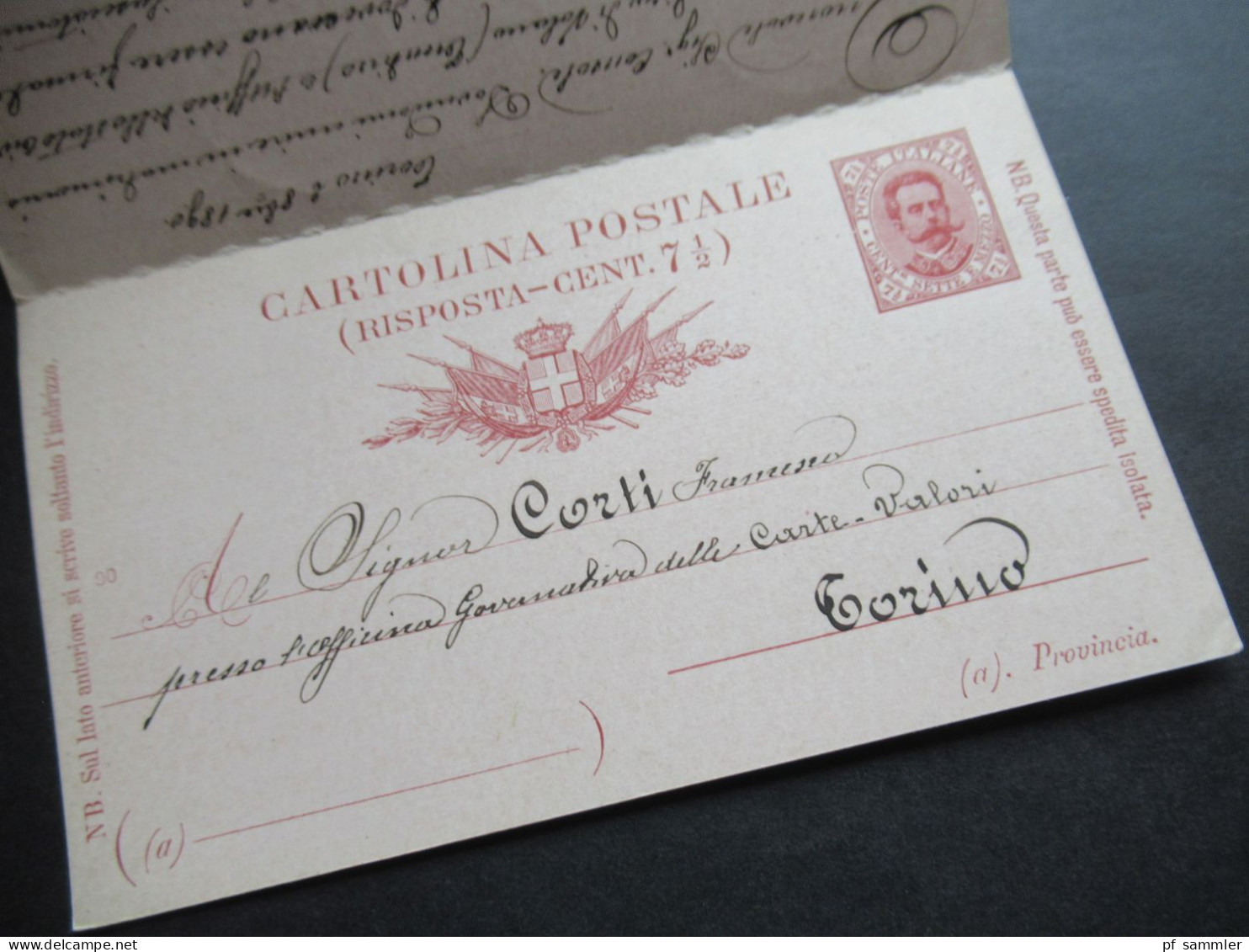 Italien 1890 Ganzsache / Doppelkarte P 19 Stempel Torino - Genova - Postwaardestukken