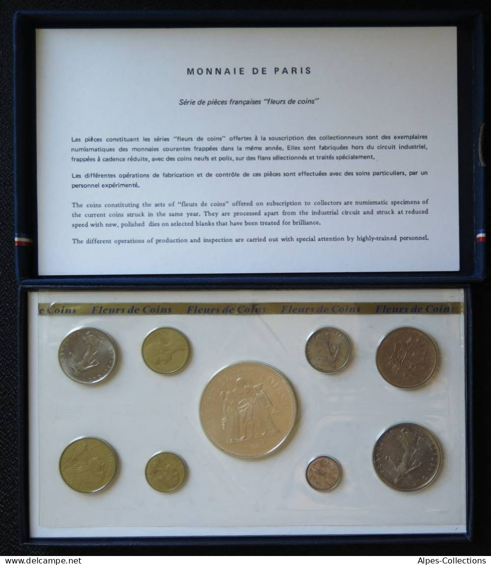 F5000.20 - COFFRET FLEURS DE COINS - 1976 - 1 Centime à 50 Francs - BU, BE & Estuches