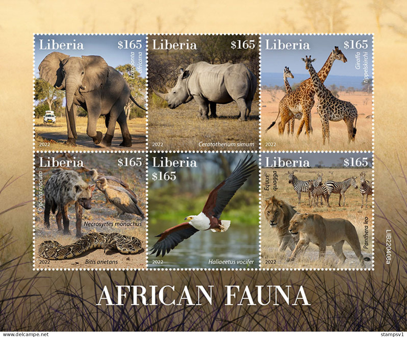 LIberia  2022 African Fauna.  Giraffes. (408a) OFFICIAL ISSUE - Giraffes