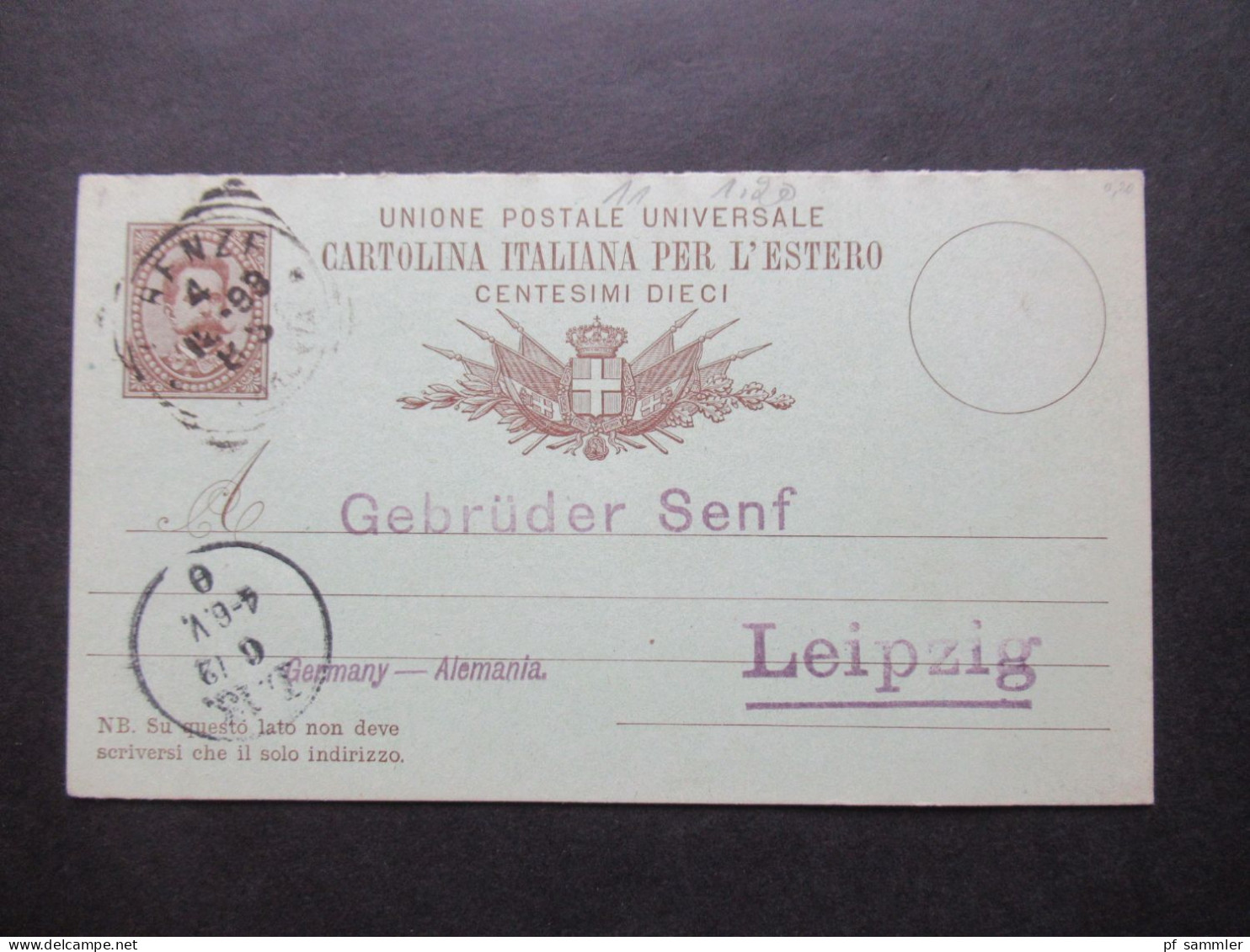 1898 Italien Ganzsache Doppelkarte Stempel Firenze An Die Gebrüder Senf In Leipzig - Stamped Stationery