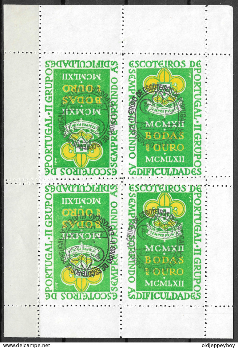 1962 PORTUGAL "BODAS DE OURO" TETE-BECHE BLOCK  COM CARIMBO EXPOSIÇÃO GRUPO DE ESCOTEIROS ESCOTEIROS Scoutisme Scouting  - Unused Stamps