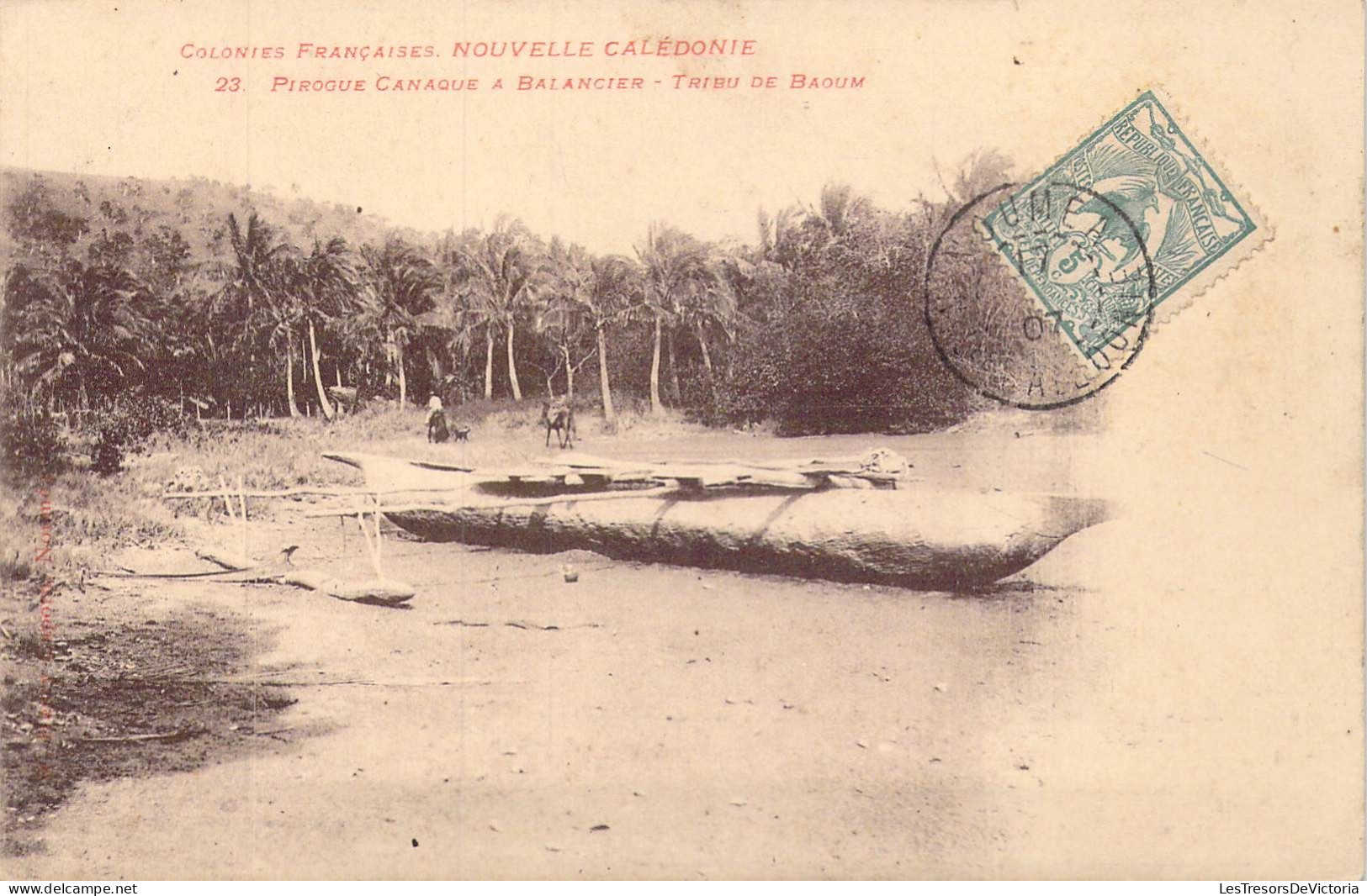 FRANCE - Nouvelle Calédonie - Pirogue Canaque A Balancier - Tribu De Baoum - Carte Postale Ancienne - Nouvelle Calédonie