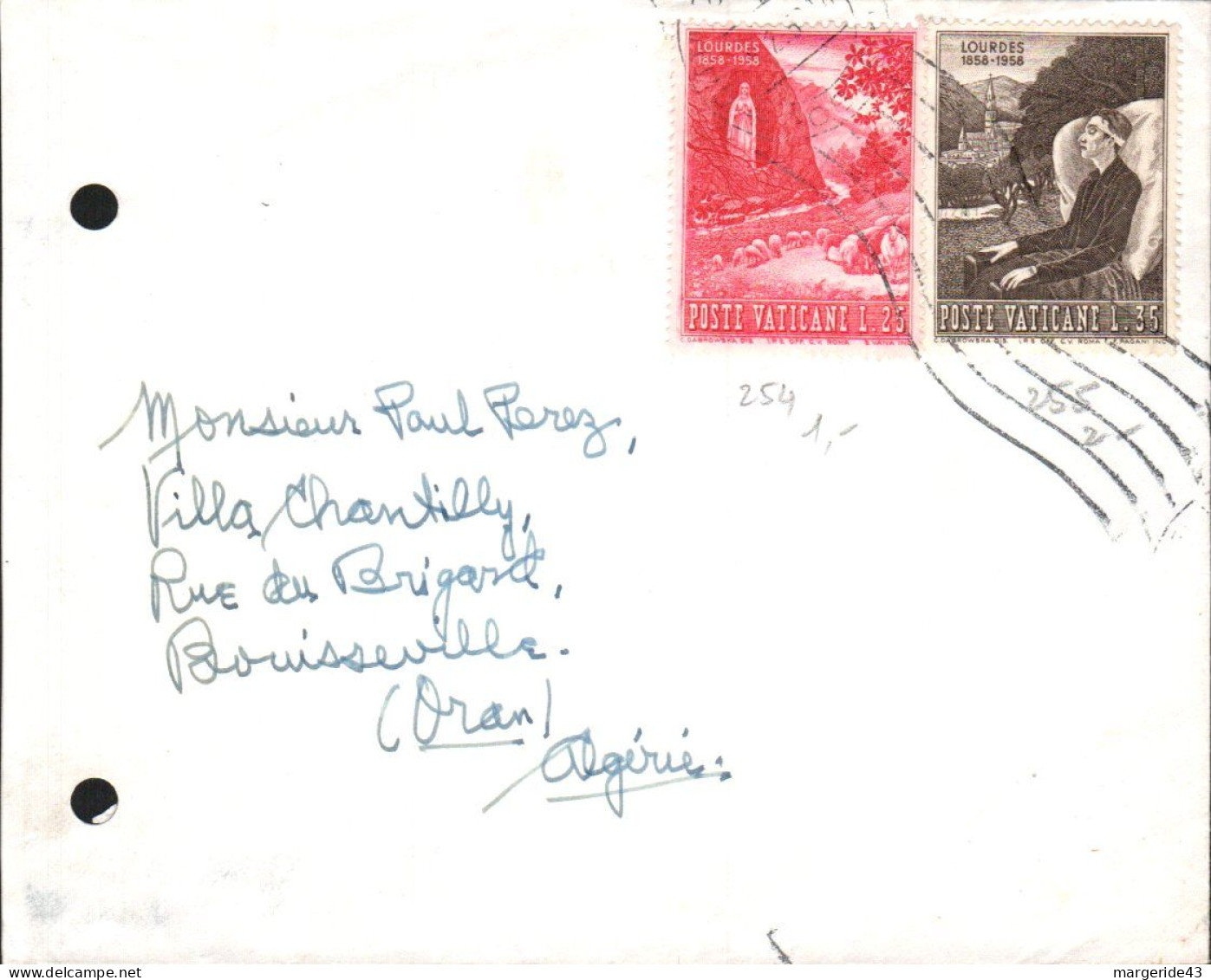 VATICAN AFFRANCHISSEMENT COMPOSE SUR LETTRE POUR LA FRANCE 1958 - Storia Postale