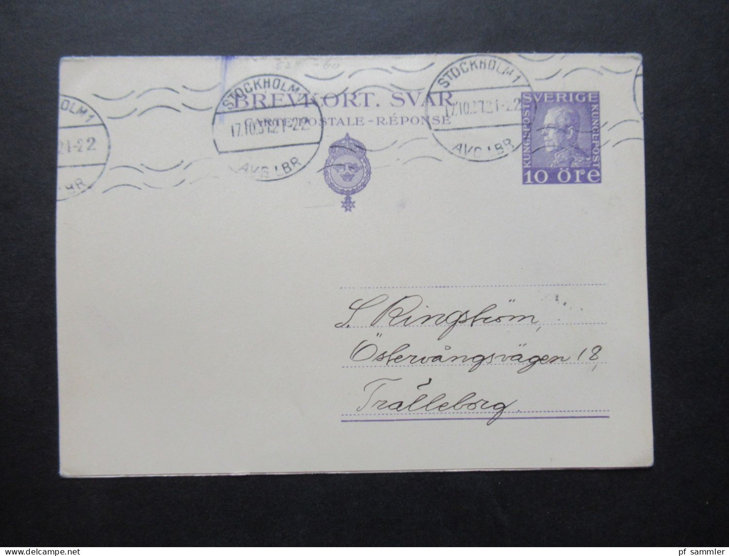 Schweden 1937 Ganzsache / Doppelkarte P52 Beide Teile Gestempelt Bzw. Verwendet! Stockholm - Trälleborg - Postal Stationery