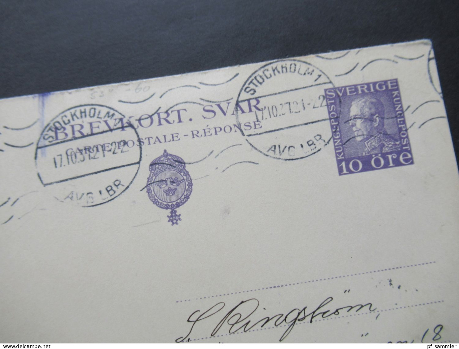 Schweden 1937 Ganzsache / Doppelkarte P52 Beide Teile Gestempelt Bzw. Verwendet! Stockholm - Trälleborg - Postal Stationery