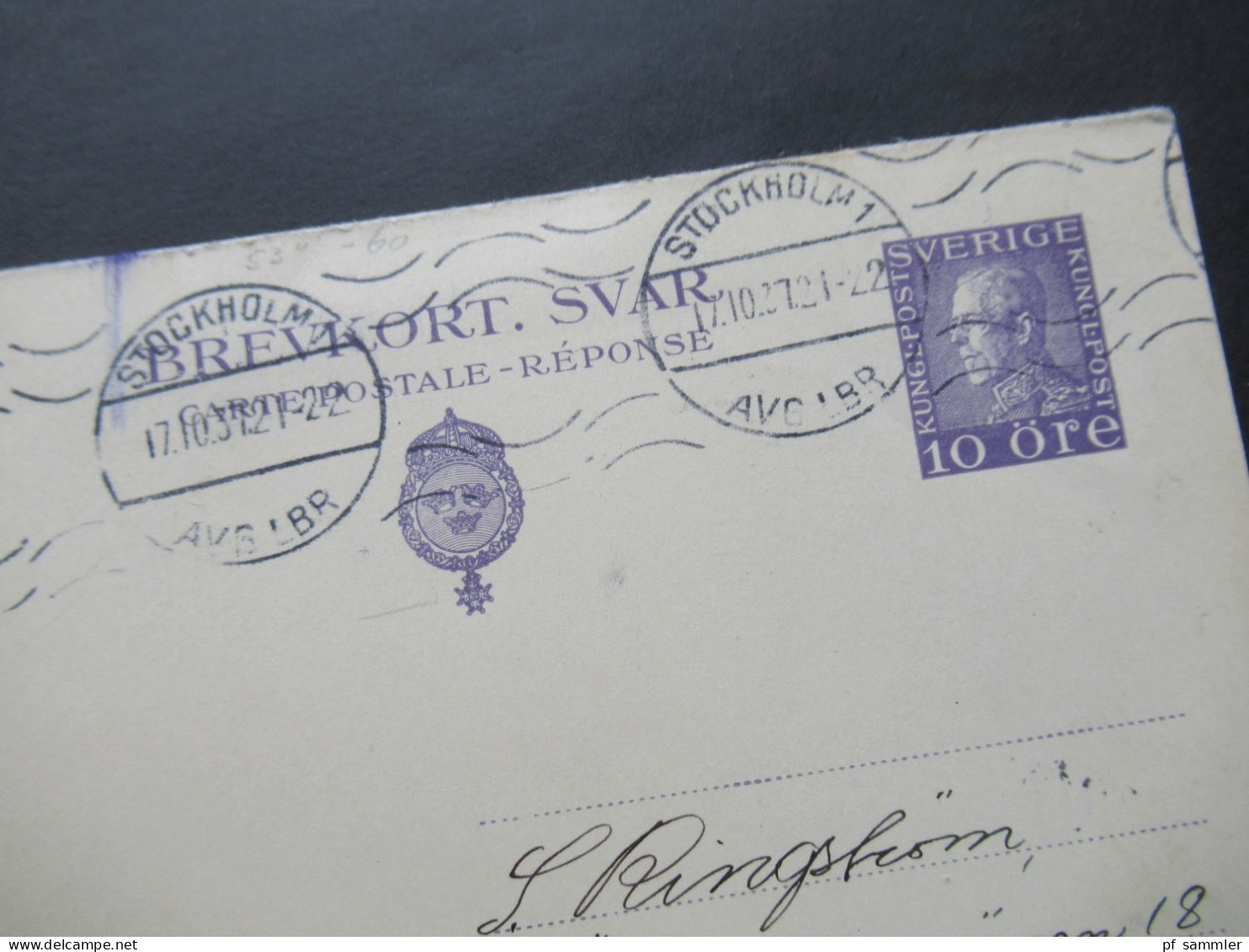 Schweden 1937 Ganzsache / Doppelkarte P52 Beide Teile Gestempelt Bzw. Verwendet! Stockholm - Trälleborg - Interi Postali