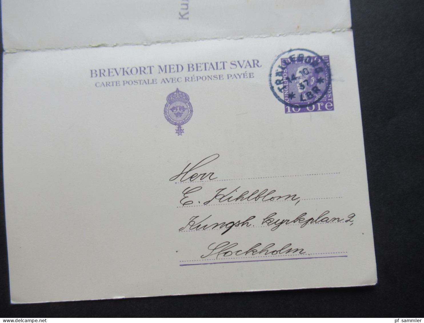 Schweden 1937 Ganzsache / Doppelkarte P52 Beide Teile Gestempelt Bzw. Verwendet! Stockholm - Trälleborg - Postal Stationery