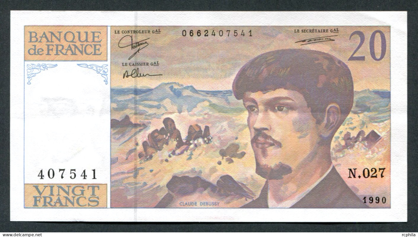 RC 25153 FRANCE 20F DEBUSSY BILLET ÉMIS EN 1990 SÉRIE N.027 - 20 F 1980-1997 ''Debussy''