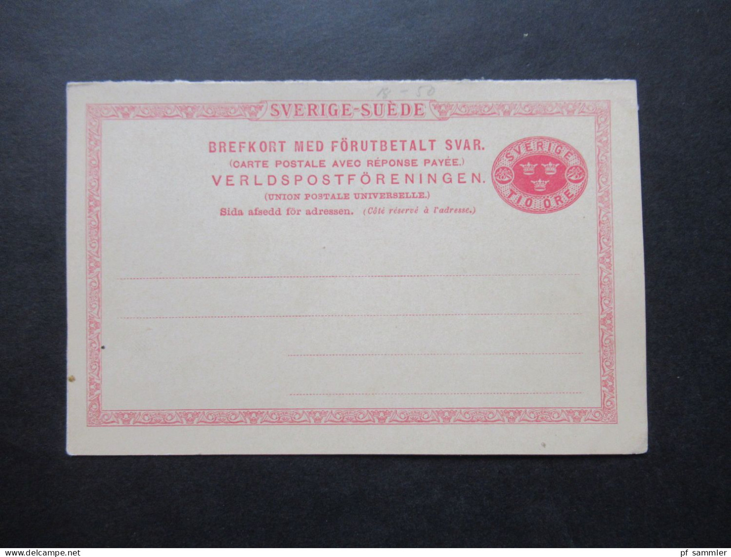 Schweden Um 1900 Ganzsache / Doppelkarte Tio Öre Ungebraucht - Postwaardestukken