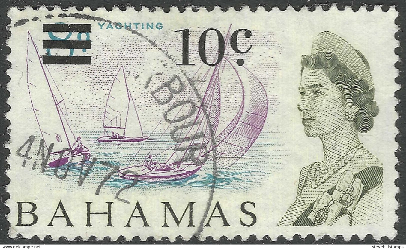 Bahamas. 1966 Decimal Currency O/P. 10c On 8d Used. SG 279 - 1963-1973 Ministerial Government