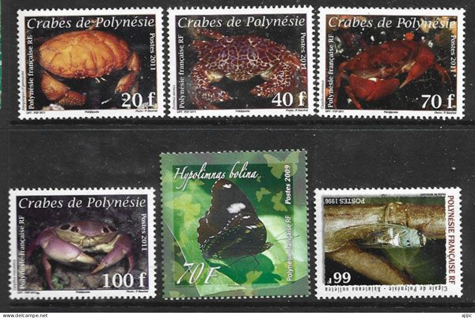 Faune De Polynesie (crabes,papillon Bleu Lune,cigale,etc)   6 Timbres Neufs ** - Neufs