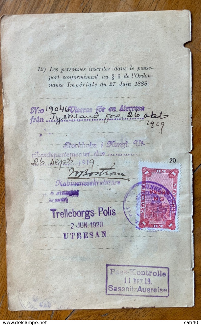 SVEZIA - REVENUE  EN  KRONA SU DOCUMENTO DEL 2 JUN 1920 - Fiscali
