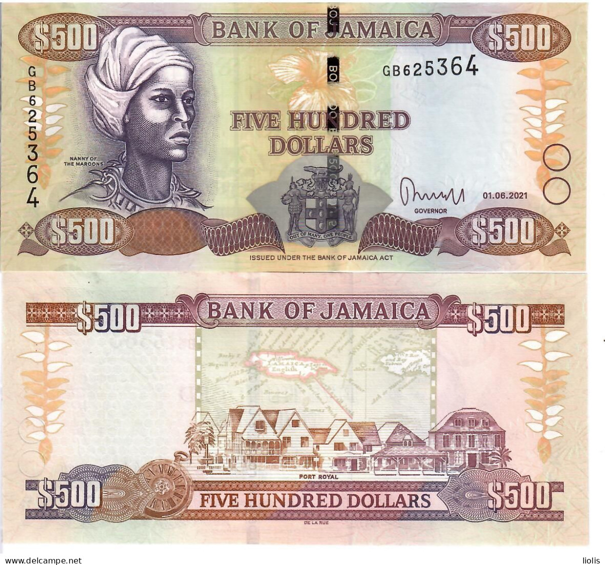 Jamaica  P-85 500 Dollars  2021 UNC - Jamaique
