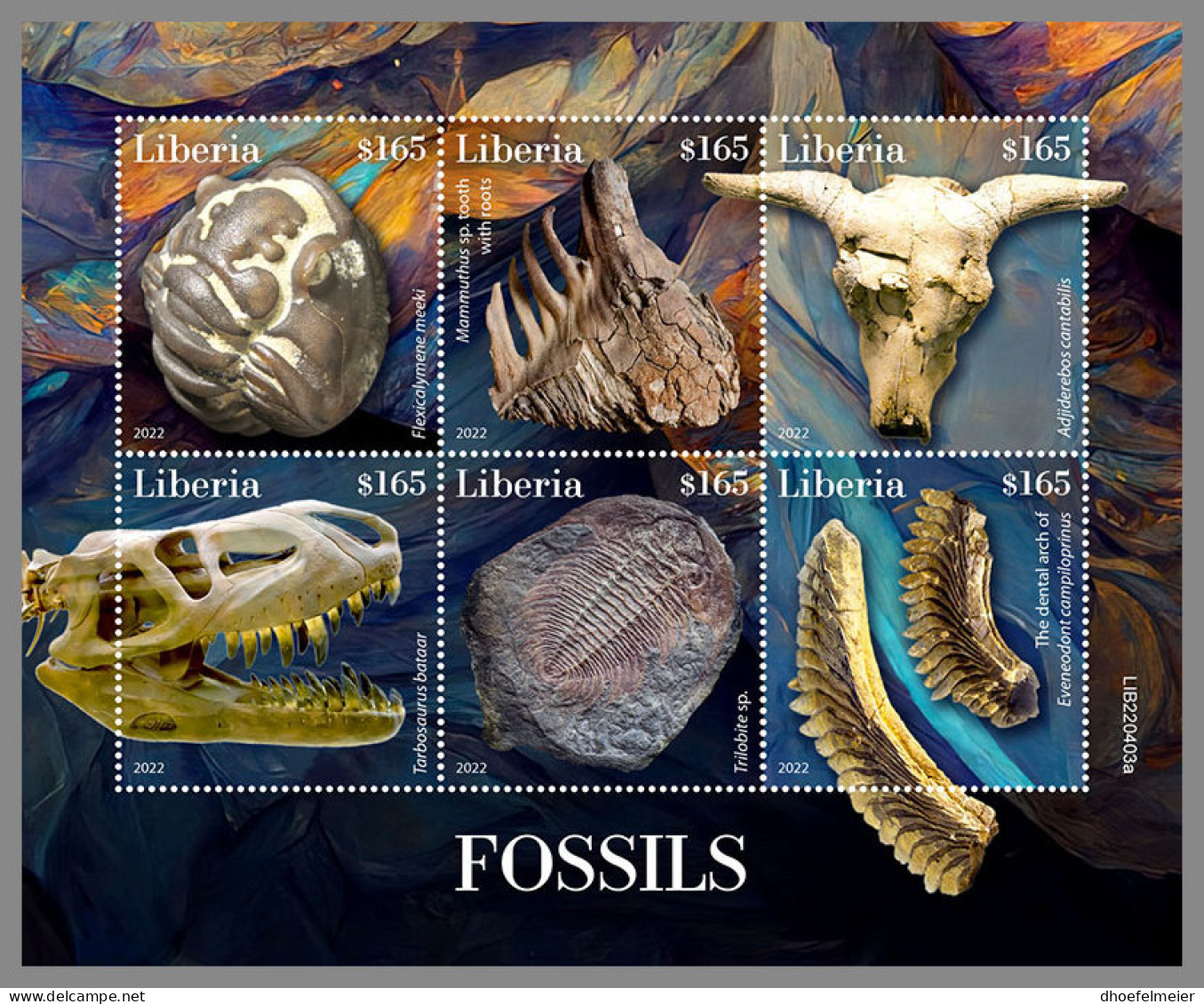 LIBERIA 2022 MNH Fossils Fossilien Fossiles M/S - OFFICIAL ISSUE - DHQ2318 - Fossielen