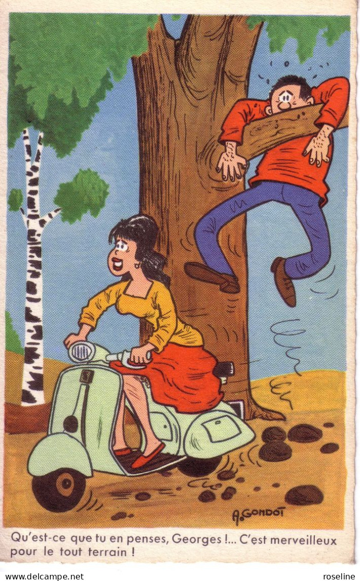 Illustration GONDOT Ed Picard  N°1110 - Humour Scooter Georges - CPSM 9x14 TBE Neuve - Gondot