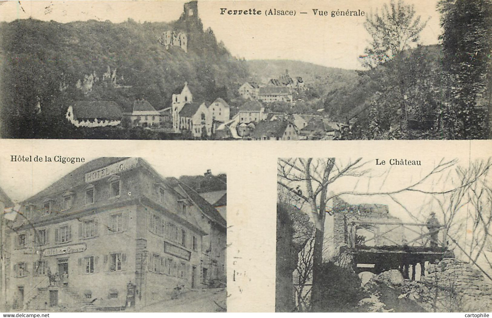 68 - FERRETTE - Multivues Dont Hotel De La Cigogne En 1921 - Ferrette