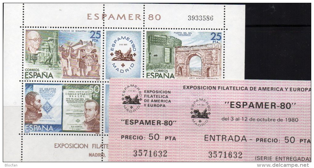 Kunst ESPAMER 1980 Spanien Block21 ** Plus EK 7€ Skulptur Literatur Hoja History Art Music Bloc Painting Sheet Bf Espana - Neufs