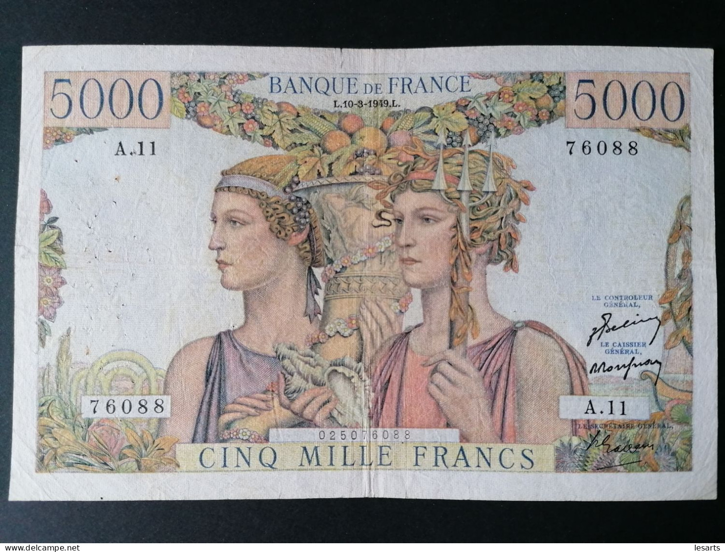 Billet 5000 Francs. Terre Et Mer. 10-3-1949.Fay 48-01. Alphabet A. - 5 000 F 1949-1957 ''Terre Et Mer''