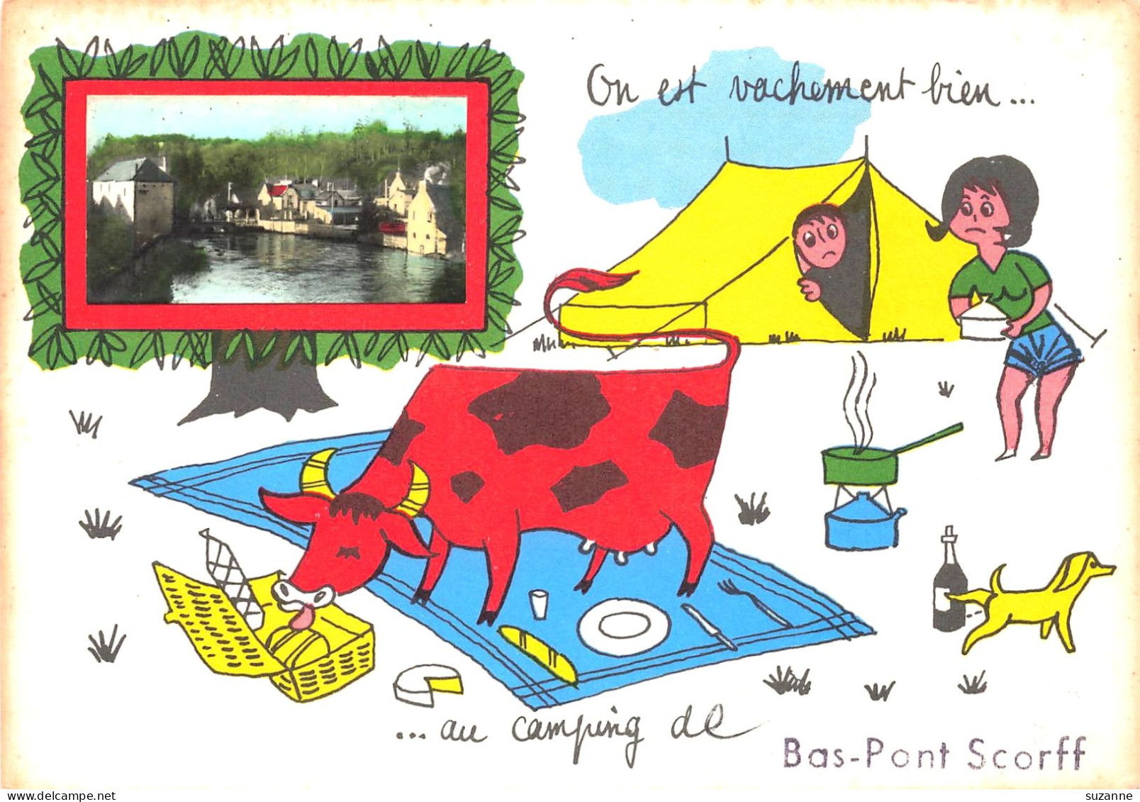 BAS PONT-SCORFF - On Est Vachement Bien Au Camping - Tente - VACHE - Pont Scorff