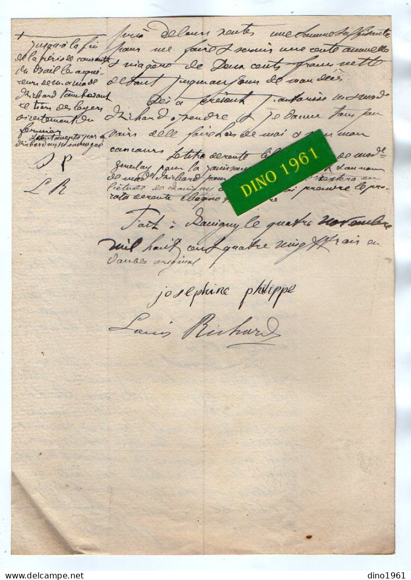 VP21.979 - RAVIGNY - Acte De 1883 - Certificat - Mme PHILIPPE Veuve De Mr GENESLAY à SAINT - DENIS - SUR - SARTHON ..... - Manuscrits