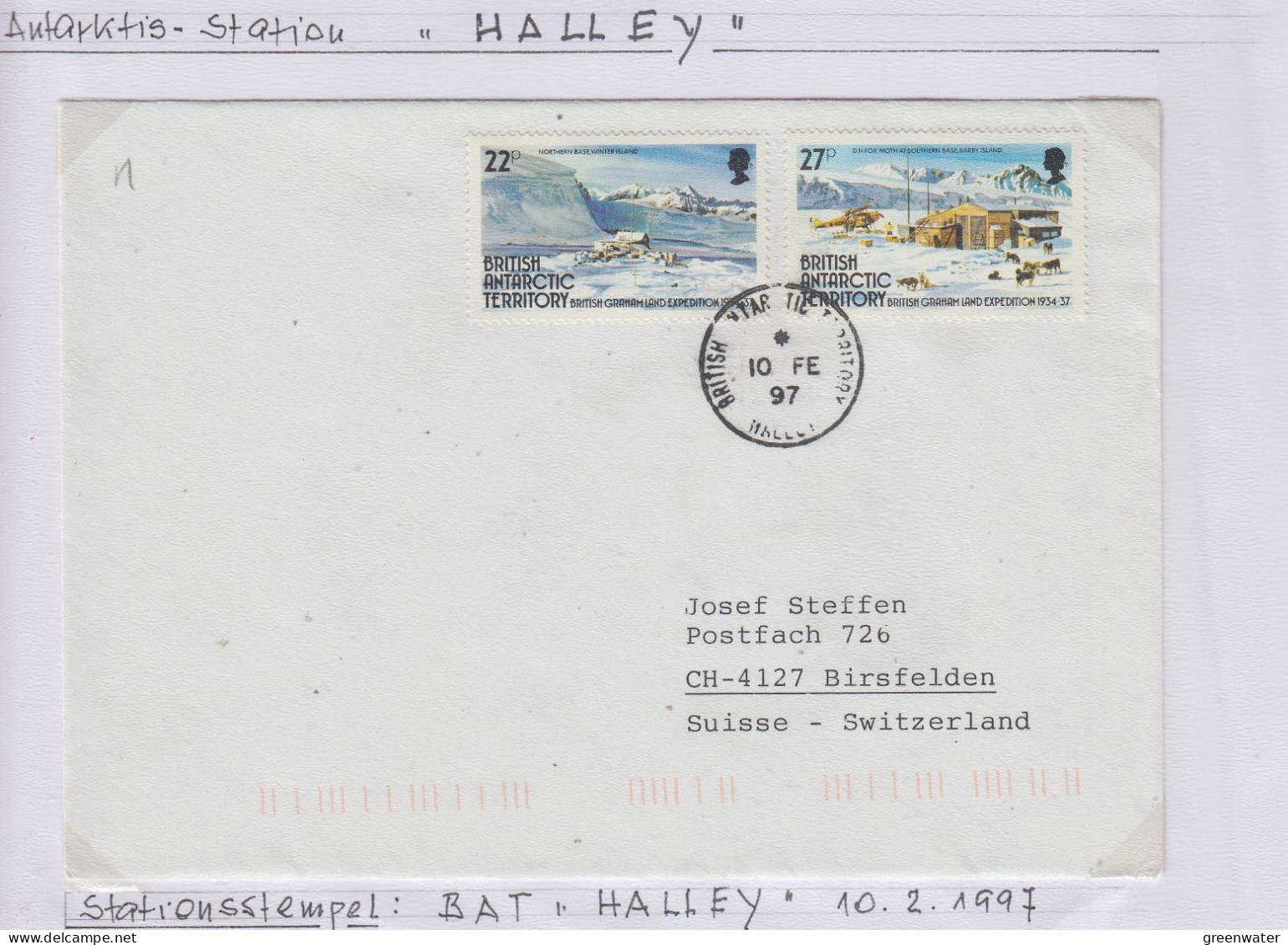 British Antarctic Territory (BAT) Cover Ca Ca Halley 10 FE 1997 (TR163C) - Storia Postale
