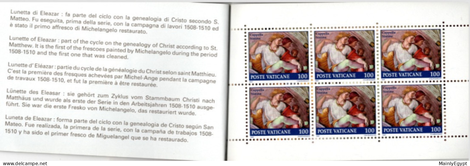 VATICAN Booklet 1991 Complete, Restoration Of The Sixtine Chapel  #F148 - Booklets