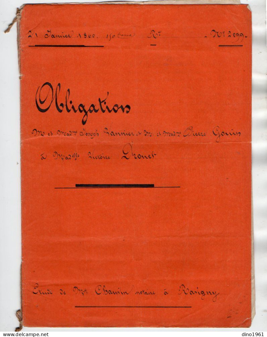 VP21.980 - RAVIGNY - Acte De 1860 - Obligation Par VANNIER & GOUIN à SAINT DENIS SUR SARTHON à Melle DROUET à COUPTRAIN - Manuscrits