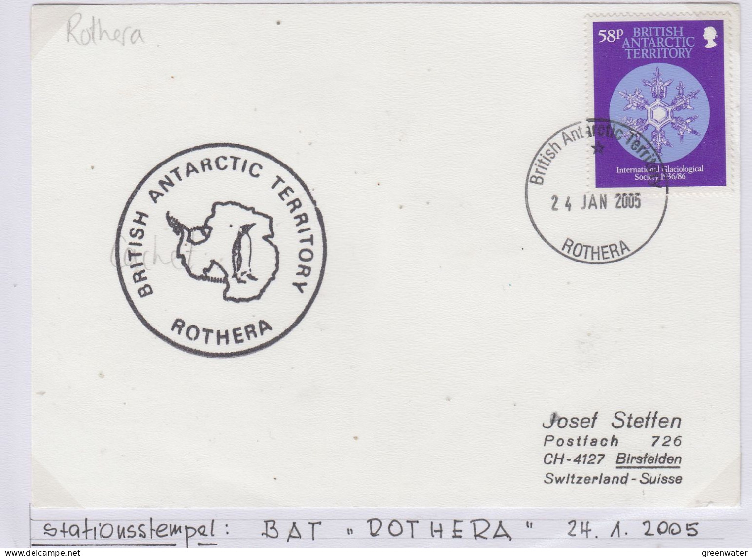 British Antarctic Territory (BAT) Cover Ca Ca Rothera 24 JAN 2005 (TR166A) - Briefe U. Dokumente