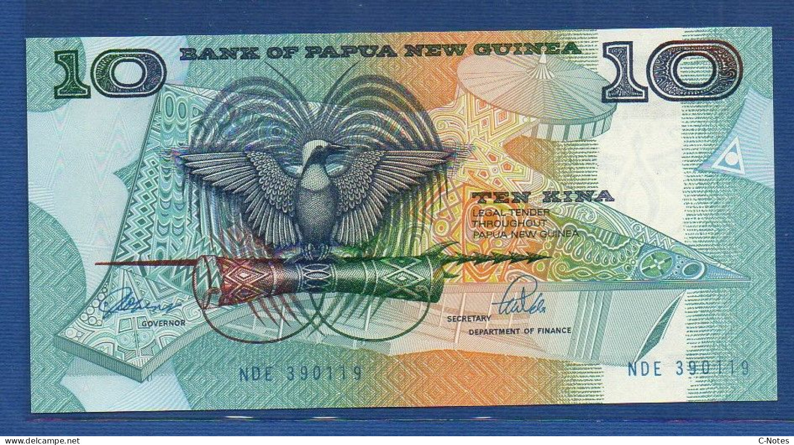 PAPUA NEW GUINEA - P. 9b – 10 KINA ND (1989 - 1992) UNC, S/n NDE 390119 - Papua New Guinea