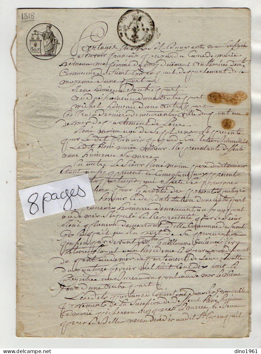 VP21.981 - Acte De 1818 - Partage Entre Mrs ........ à SAINT - CYR - EN - PAIL - Manuscrits