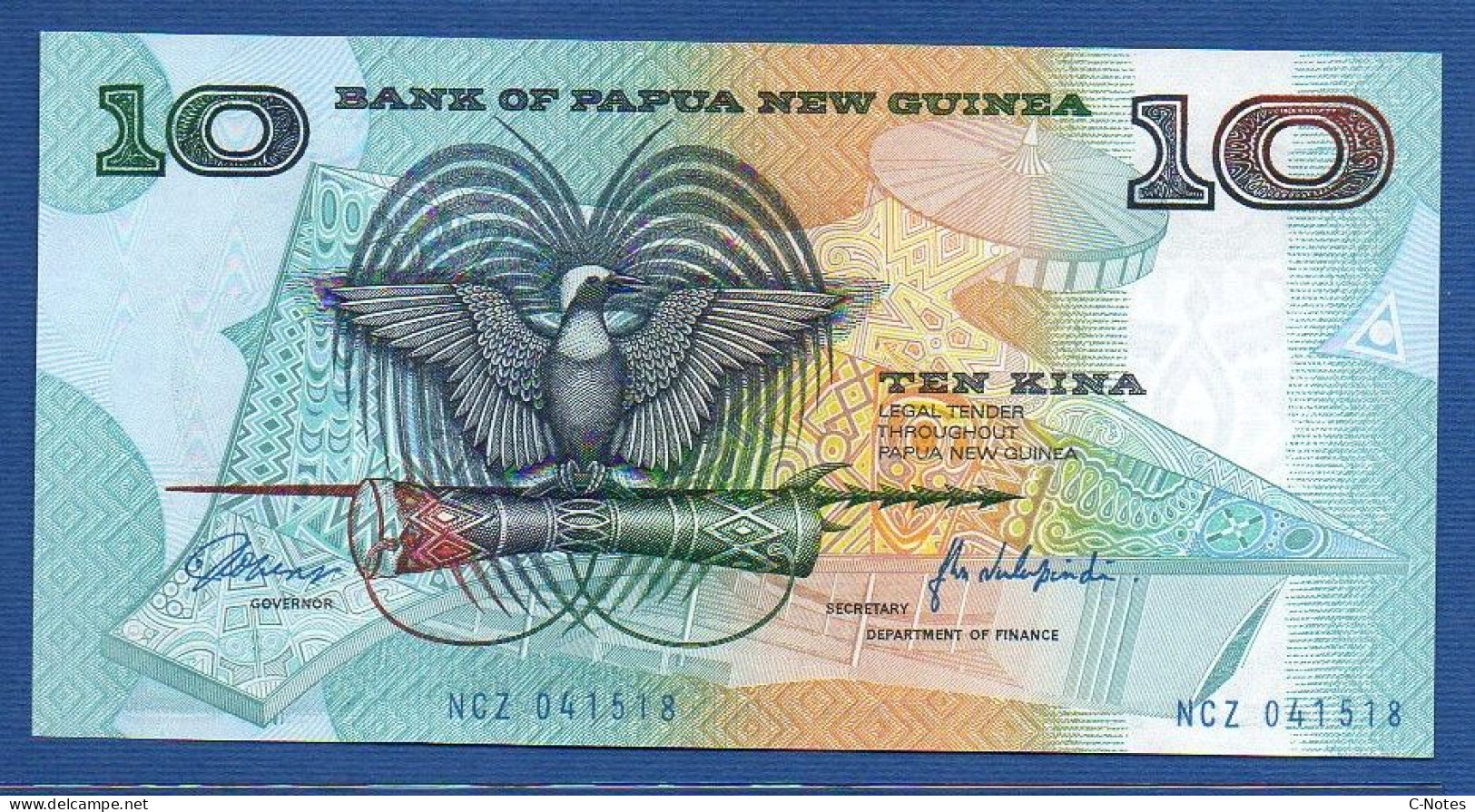 PAPUA NEW GUINEA - P. 9a – 10 KINA ND (1988) UNC, S/n NCZ 041518 - Papouasie-Nouvelle-Guinée