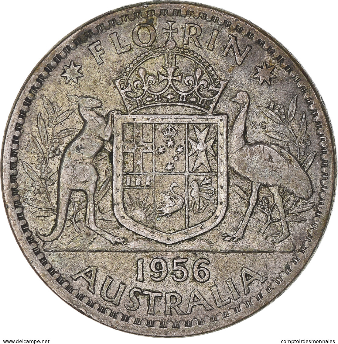 Monnaie, Australie, Elizabeth II, Florin, 1956, Melbourne, TTB+, Argent, KM:60 - Florin