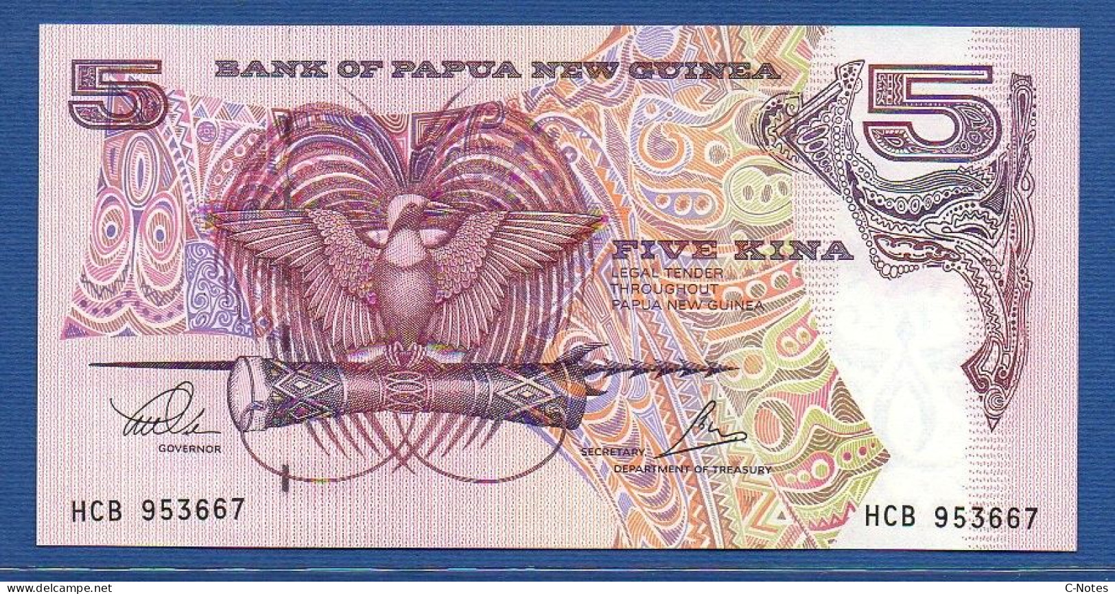 PAPUA NEW GUINEA - P.13c – 5 KINA ND (1999 - 2000) UNC, S/n HCB 953667 - Papua New Guinea
