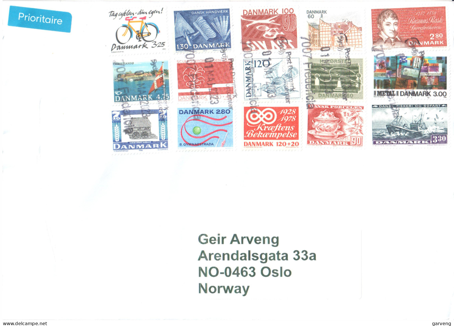Denmark/Danemark/Dänemark: 15 Stamps On Cover / 15 Timbres Sur Lèttre / 15 Briefmarken Auf Gelaufendem Brief - See Scan - Cartoline Maximum