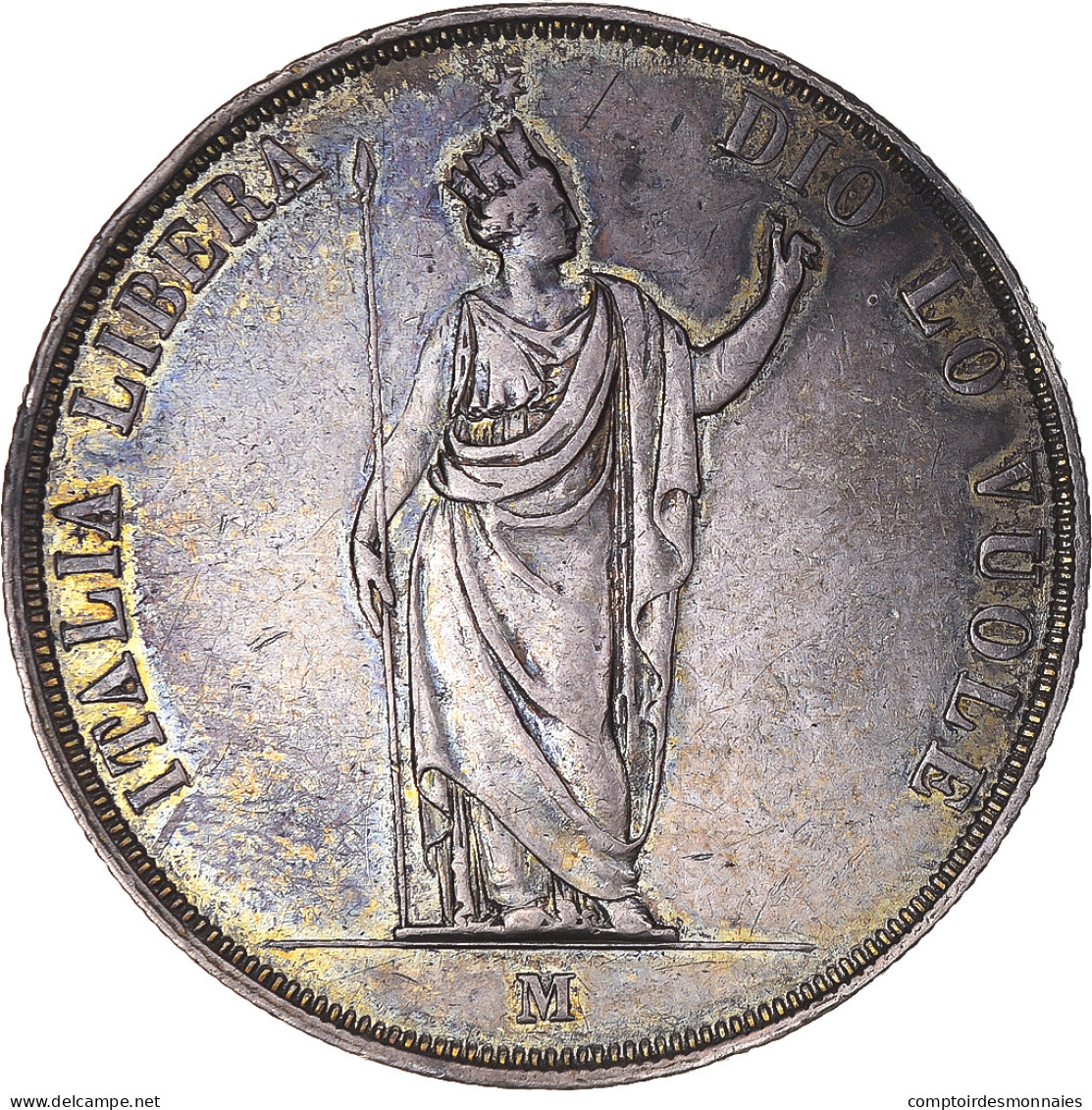 Monnaie, États Italiens, LOMBARDY-VENETIA, 5 Lire, 1848, Milan, TTB, Argent - Lombardie-Vénétie