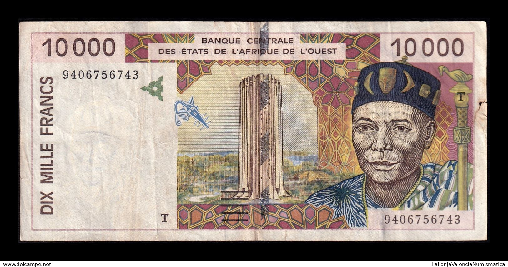 West African St. Togo 10000 Francs 1994 Pick 814Tb Mbc Vf - Togo