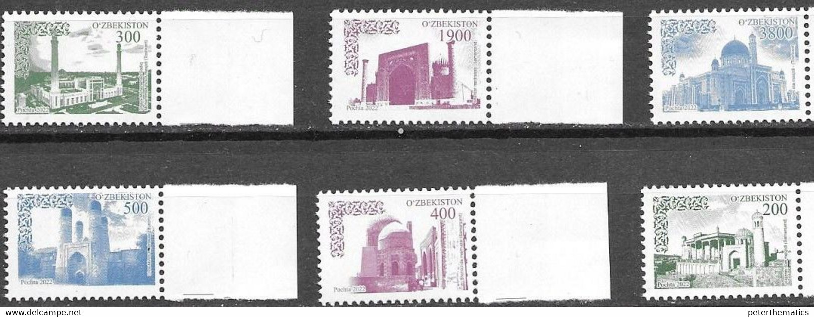 UZBEKISTAN, 2022, MNH, ARCHITECTURE, MOSQUES, 6v - Moscheen Und Synagogen