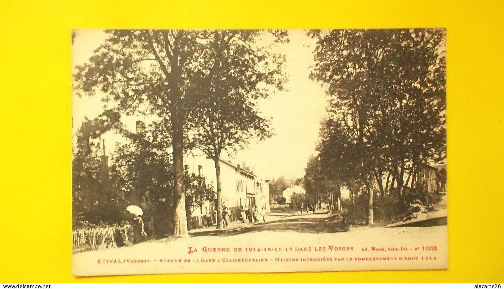 CPA 88 - ETIVAL - Avenue De La Gare à Clairefontaine - Maisons Incendiées Par Le Bombardement D'Aout 1914 - Etival Clairefontaine