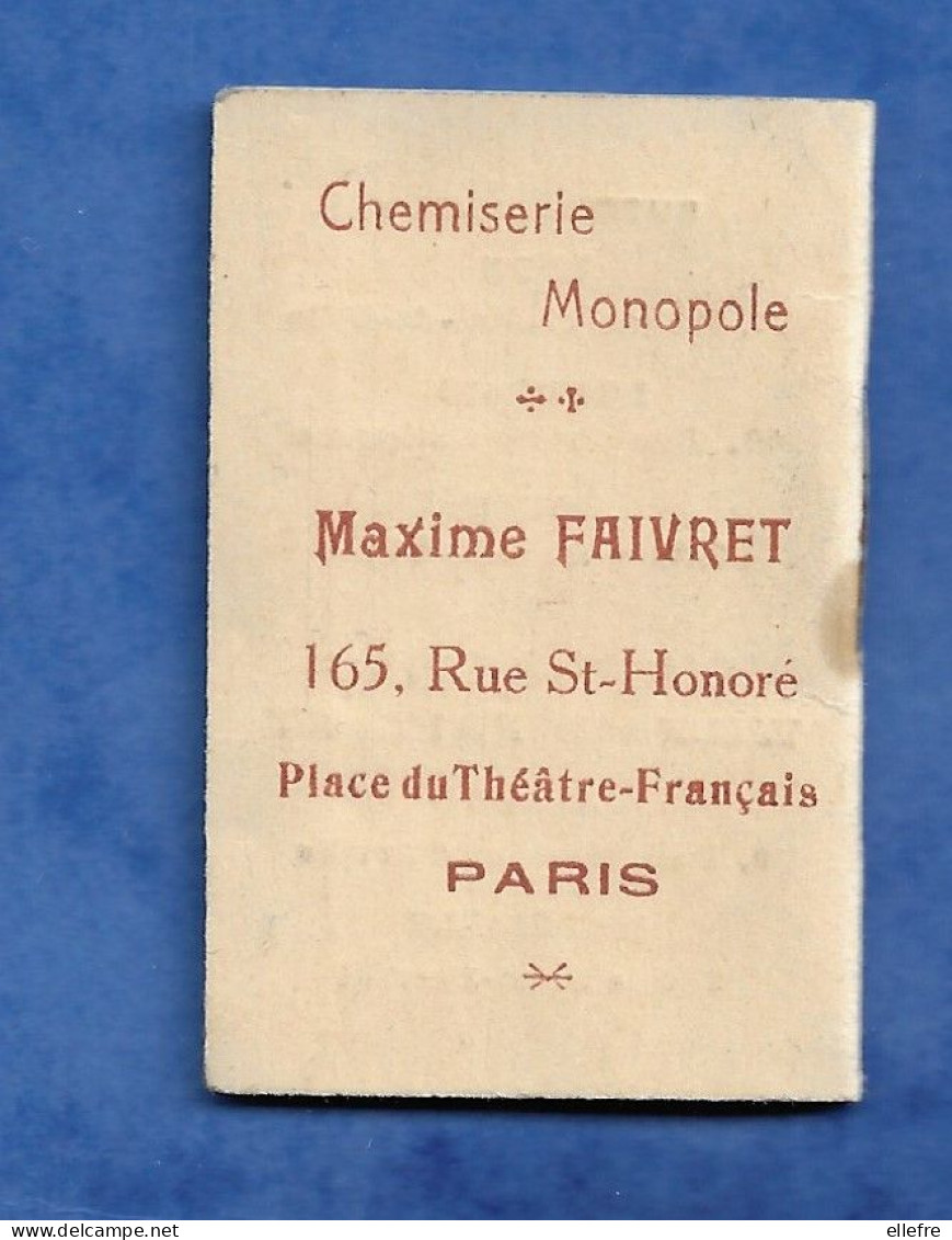 Petit Calendrier Patriotique ( Alsacienne / Alsace Lorraine )  1919 Chemiserie Monopole Paris Place Du Théâtre Français - Small : 1901-20