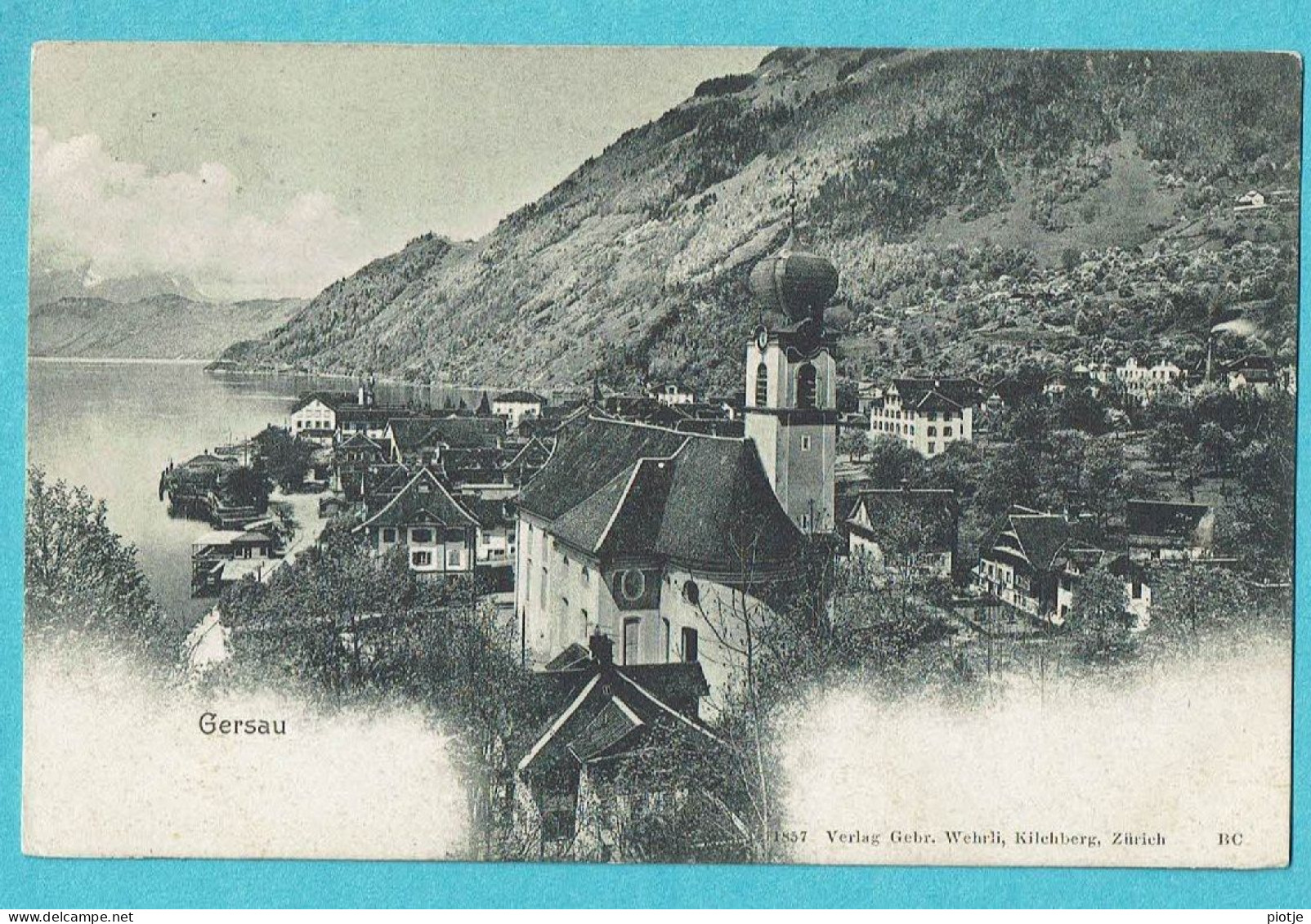 * Gersau (Schwyz - La Suisse) * (Verlag Gebr. Wehrli Kilchberg Zurich, Nt 1857) Panorama, église, Kirche, Unique, Old - Gersau