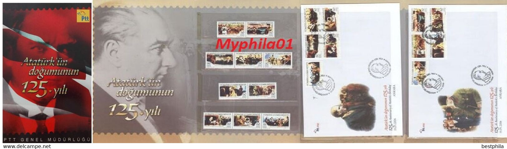 Turkey, Türkei - 2006 - 125th Anniversary Of Atatürk Birthday - FDC And Stamps Set & Portfolio & Folder - Ongebruikt