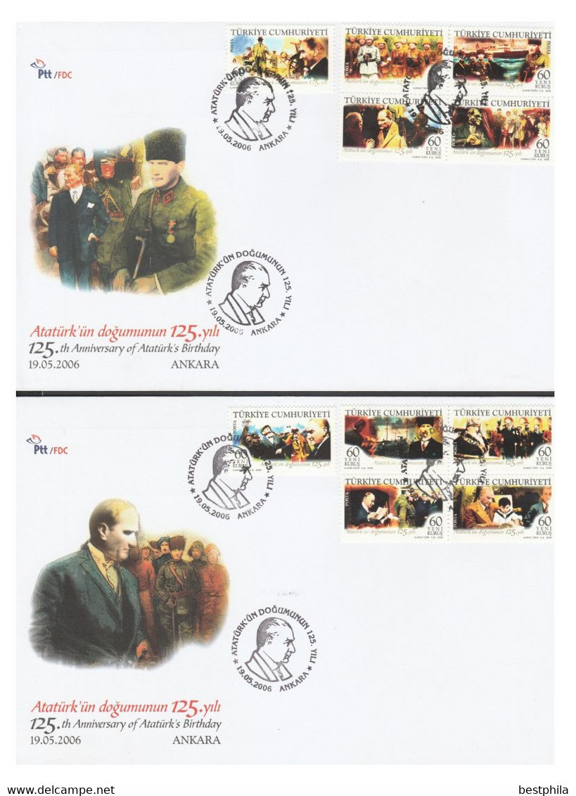 Turkey, Türkei - 2006 - 125th Anniversary Of Atatürk Birthday - FDC And Stamps Set & Portfolio & Folder - Unused Stamps