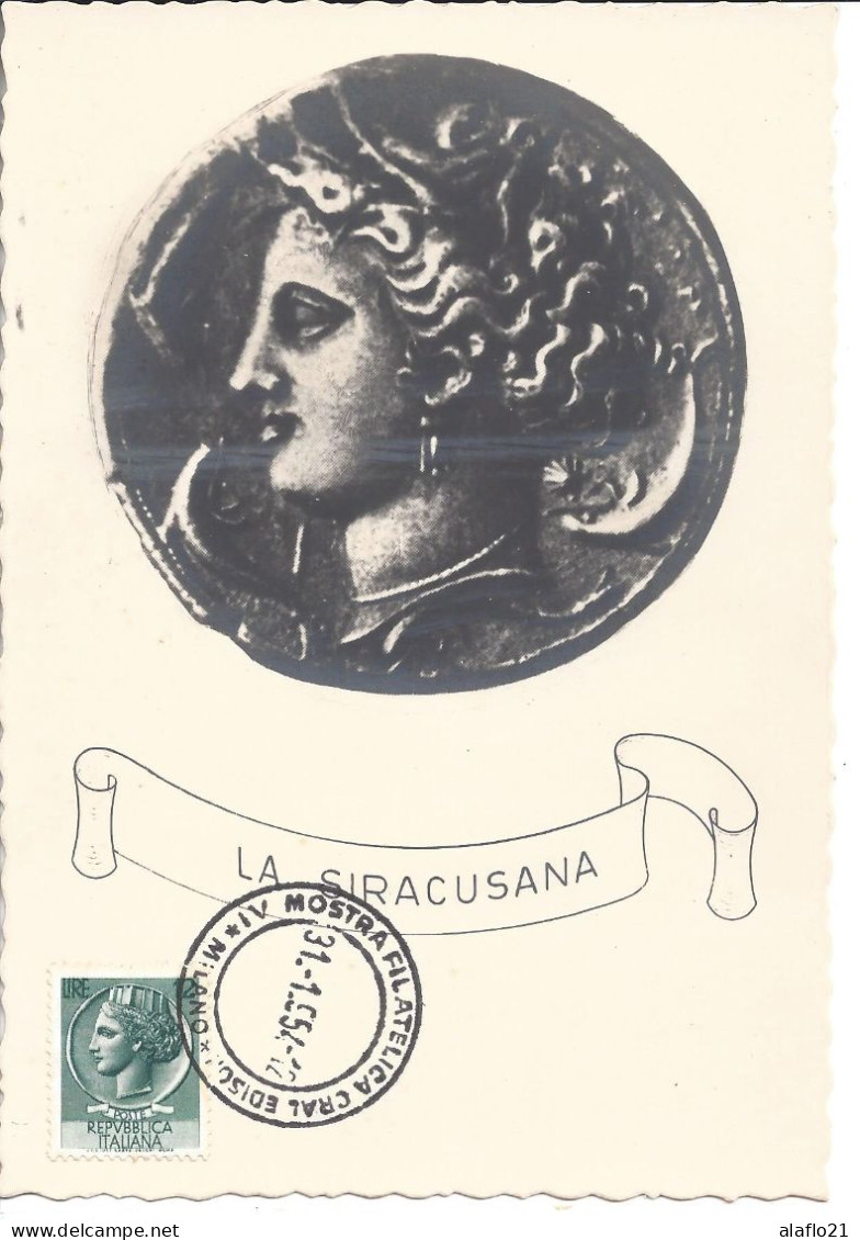 ITALIE - CARTE MAXIMUM - Yvert N° 650 - MONNAIE SYRACUSAINE - Cartas Máxima