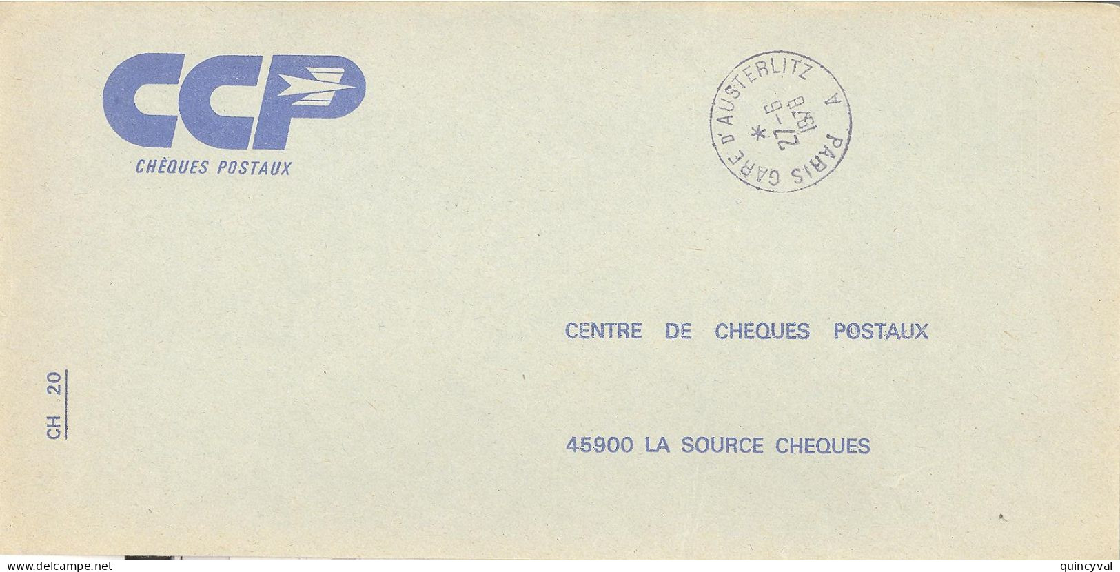 PARIS GARE D'AUSTERLITZ  A    Lettre Enveloppe Des CCP Ob 27 6 1978 - Handstempel