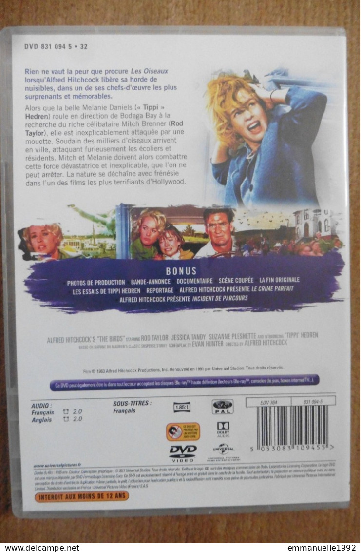 2 DVD Les Oiseaux The Birds D'Alfred Hitchcock Avec Tippi Heddren Et Rod Taylor + Bonus - Classiques