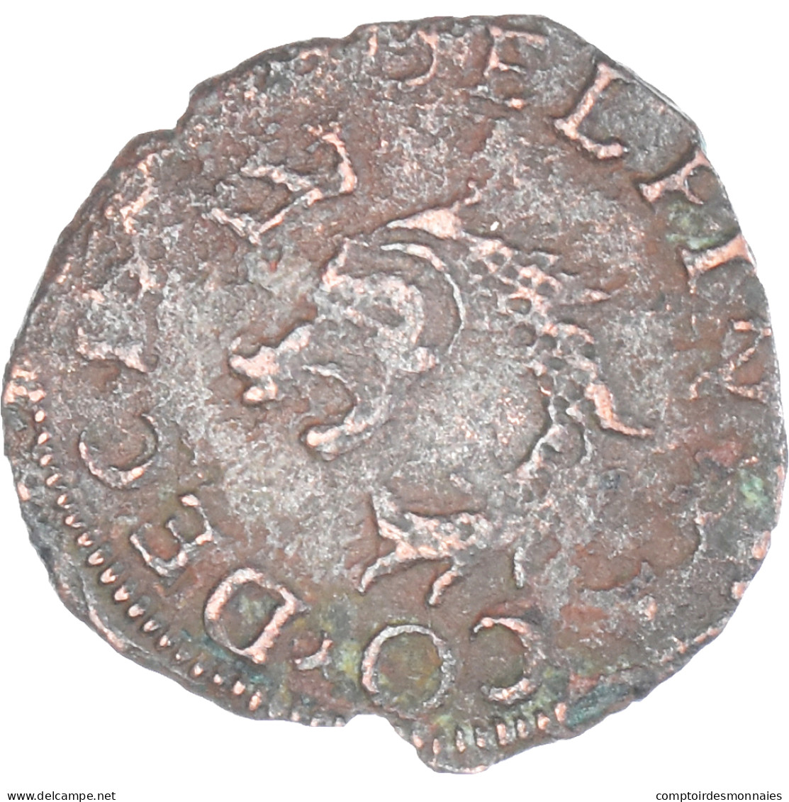 Monnaie, États Italiens, Delfino Tizzone, Liard Au Dauphin, 1585, Desana, B+ - Lehnsgeld