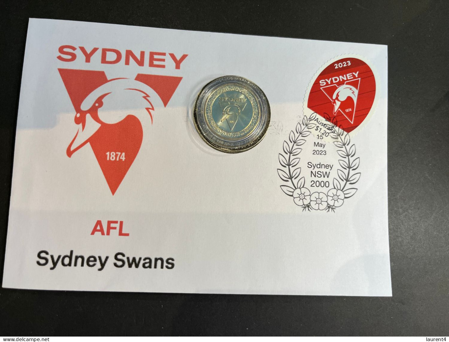 (coin  Cover A - 5-5-2023) Australia AFL & AFLW (2023) $1.00 Coin (special Cover With AFL Matching Stamp) Sydney Swan - Dollar