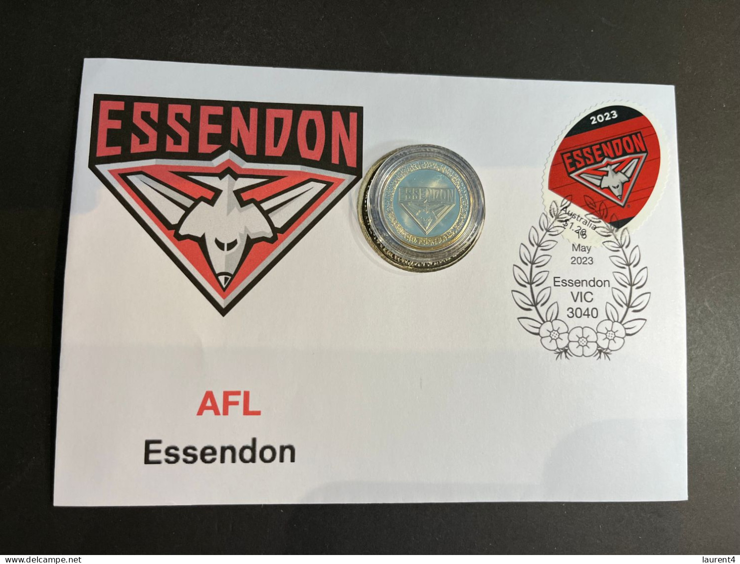 (coin Cover B- 5-5-2023) Australia AFL & AFLW (2023) $1.00 Coin (special Cover With AFL Matching Stamp) Essendon Bombers - Dollar