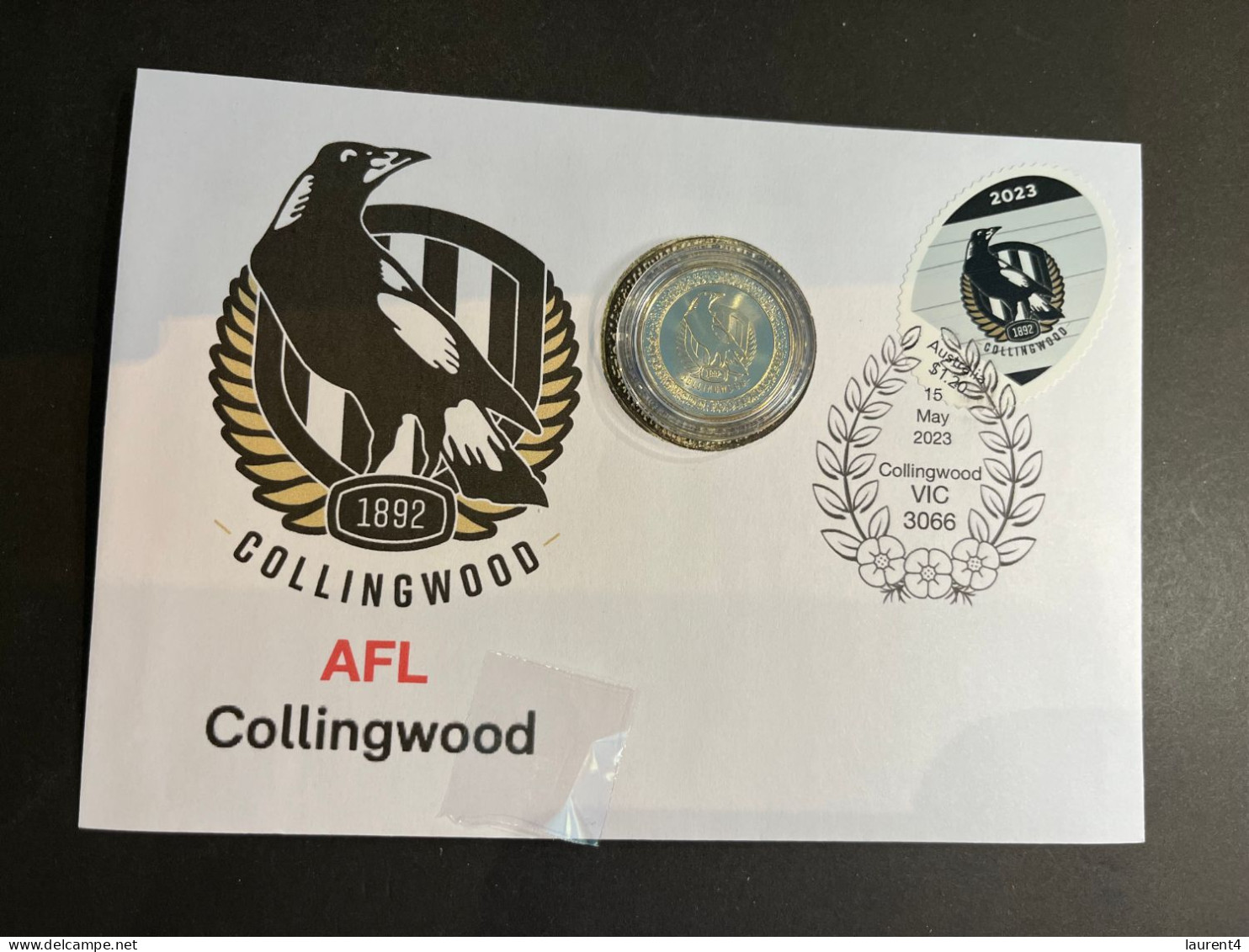 (coin Cover C 5-5-2023) Australia AFL & AFLW (2023) $1.00 Coin (special Cover With AFL Matching Stamp) Collingwood Magpi - Dollar